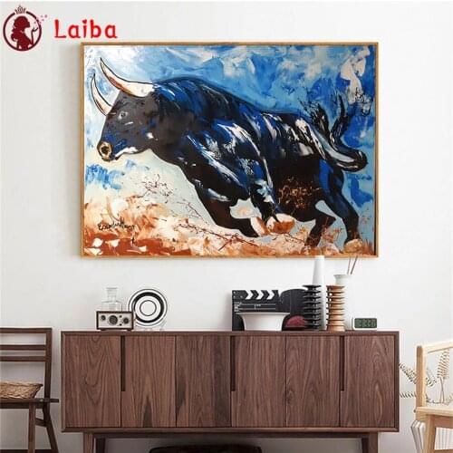 Diamond Embroidery Abstract animal art, bull Picture Of Diamond Painting Full Square round drill Mosaic Cross Stitch Wall Art