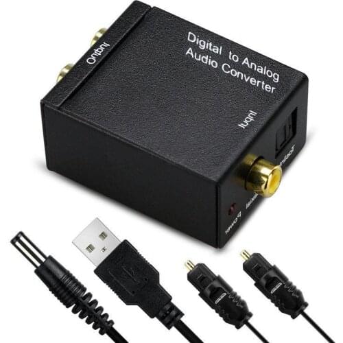 MeterMall Digital Optical Coax to Analog RCA L/R Audio Converter Adapter With Fiber Cable & USB Cable & Mainframe