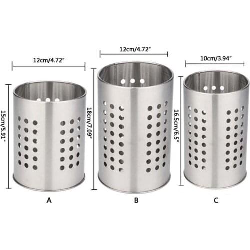 Stainless Steel Kitchen Cooking Utensils Holder Crock Drainer Flatware Caddy Cutlery Organizer Tableware Storage Serving Tool