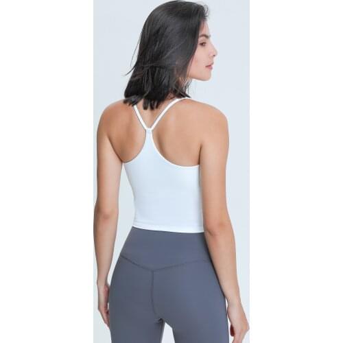 ABS LOLI Stretchy Nylon Yoga Tank Tops for Women Gym Fitness Crop Top Racerback Athletic Camisole Sport Shirts with Built in Bra