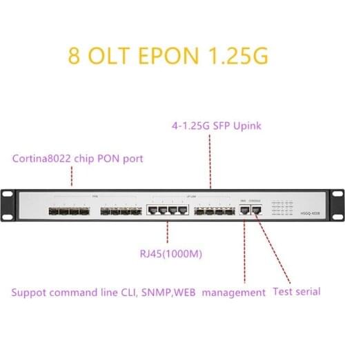 EPON OLT ONU PX20+ 8 PON port OLT GEPON 4 SFP 1.25G/10G SC WEB Router/Switch multimode management Open software 8 PON port