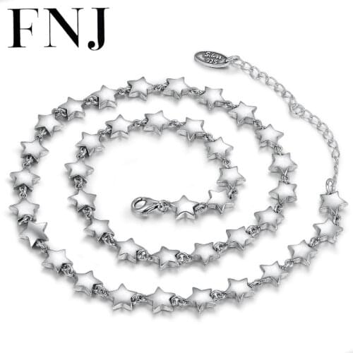 FNJ 40cm +6cm Necklace 925 Silver Fine Original S925 Silver Women Necklaces for Jewelry Making Star Charm Chain