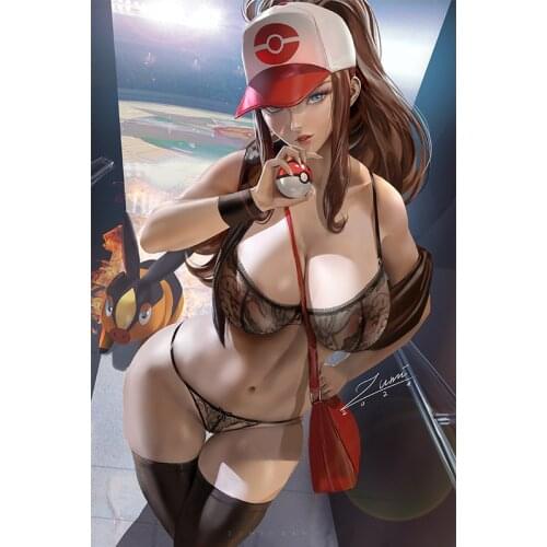 Print Canvas anime game Pokemon Sexy Girl Art Poster 40x60 50x70 60x90 Custom Painting Living Room Bedroom Hanging Picture