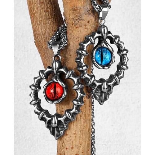 Fine Hand-made Retro Handsome Big Blue Magic Eye Drop Pendant Men and Women Jewelry Necklace