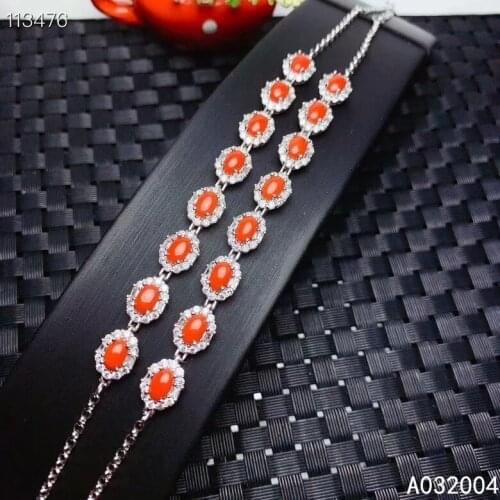KJJEAXCMY Fine Jewelry 925 Sterling Silver inlaid red coral women hand bracelet exquisite support detection