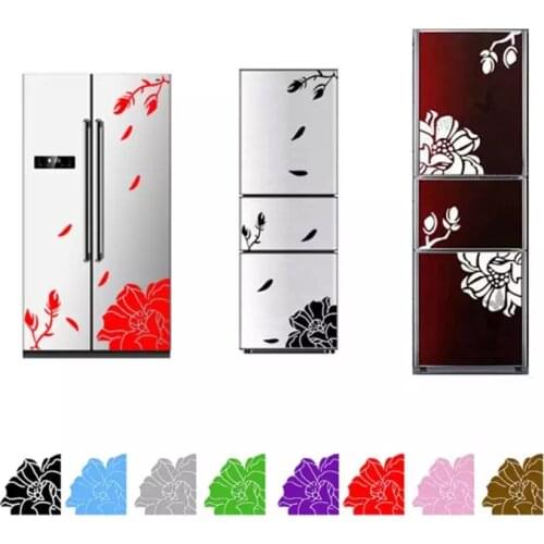 Creative Magnolia Flower Refrigerator Sticker Magnolia Floral Wall Sticker Dining-Table Wardrobe Cabinet Glass Stickers