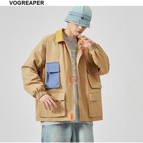 Drop Shipping Fashion Bomber Jacket Men Mulit Pockets Design Loose Windbreaker Khaki Army Green Pilot Jackets Coats 4XL 5XL