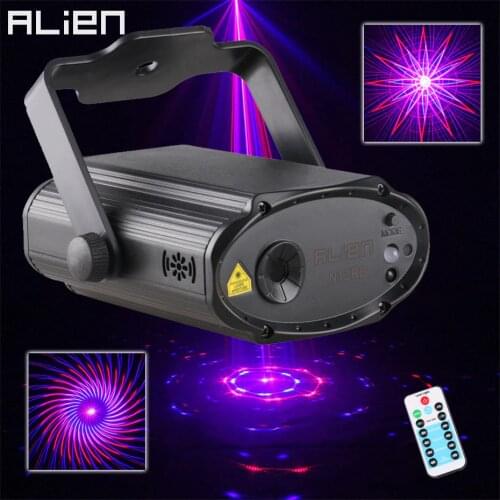 ALIEN USB Red Blue 12 Patterns Laser Stage Lighting Effect Remote DJ Disco Party Dance Holiday Xmas Sound Activated Laser Lights