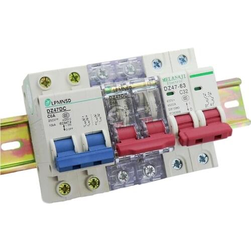Breaking capacity MCB 35mm DIN rail frame DZ47 2p pole 250v-400v C miniature circuit breaker