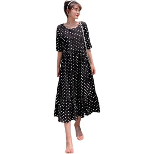 Fashion Polka Dot Print Chiffon Maternity Long Dress Elegant Clothes Pregnant Dress Paternity Casual Dress Pregnancy wear dress