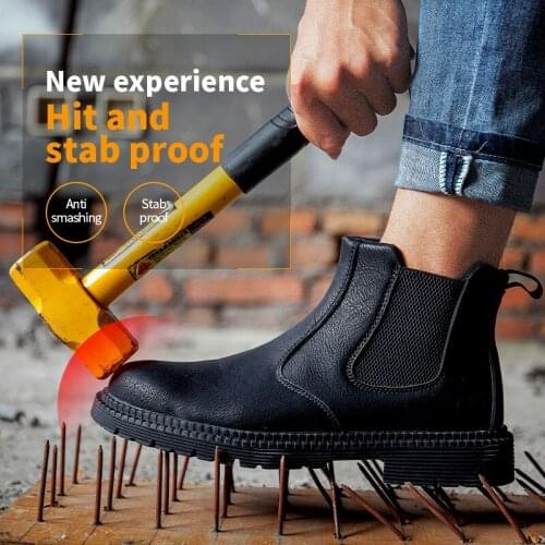 Mens steel-toed work boots Mens steel-toed work safety shoes Lightweight puncture resistant Martin mens shoes direct delivery