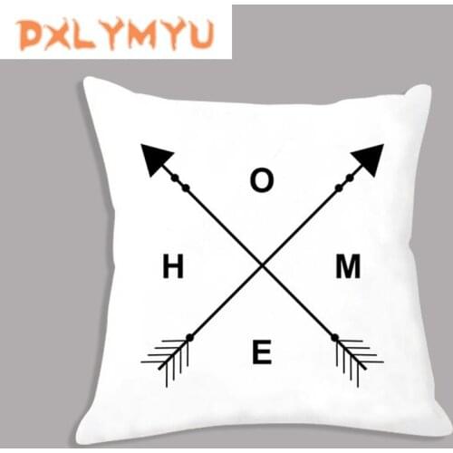 Pillow Case 45x45cm Arrow LOVE Quote Eyelash Nordic Prints Pillowcases Black White Velvet Cushion Cover Sofa Home Decor