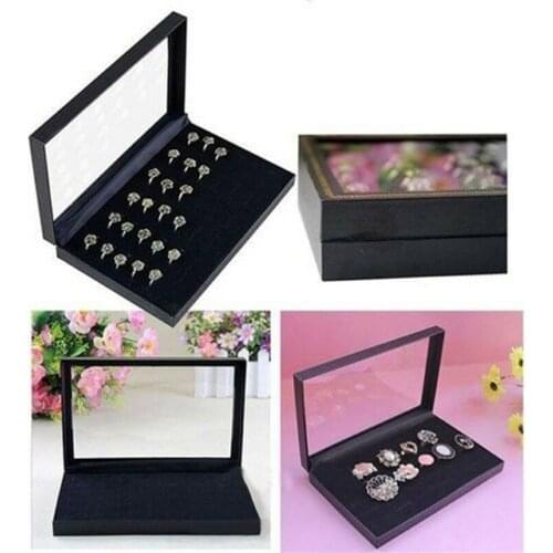 New Arrival 1PC 36 Slots Sponge Ring Display Box Cardboard Jewelry Storage Case Holder Ring Cufflink Jewelry Tray With Lid