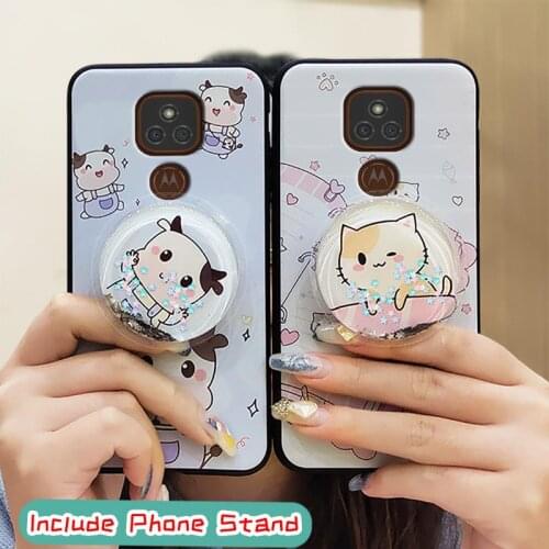 Foothold Waterproof Phone Case For MOTO E7 Plus Soft Case phone stand holder Original TPU Durable