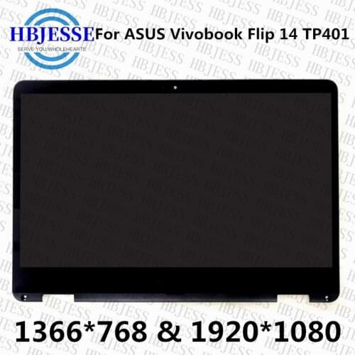 Original 14'' HD OR FHD LCD LED SCREEN Assembly For ASUS Vivobook Flip 14 TP401 TP401M TP401N LED LCD Touch Digitizer Assembly