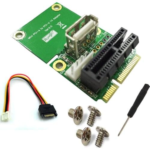 PCI-E 1X to Half/Full Mini PCI-E Board USB Adapter PCI Express Interface Card with 4 Pin to SATA Power Cable