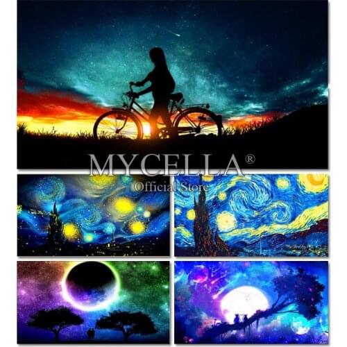 Landscape 5D DIY Diamond Painting Cross Stitch Starry Sky Needlework Full Round Rhinestone Mosaic Diamond Embroidery Home Decor