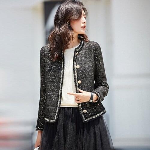 Runway Tweed Coat Women Autumn Jaket Viscose Blend O Neck Patchwork Short Coat Spring Autumn Basic Jackets New Fashion