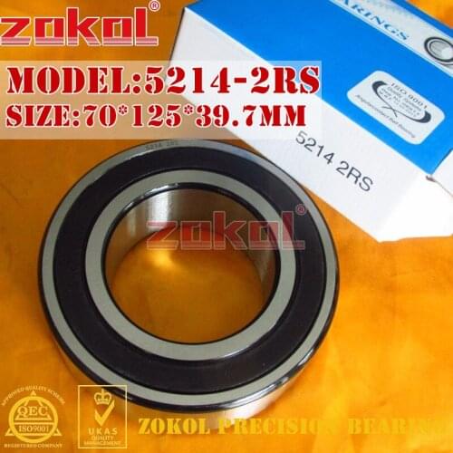 ZOKOL bearing 5214 2RS 3214 2RZ (3056214) Axial Angular Contact Ball Bearing 70*125*39.7mm