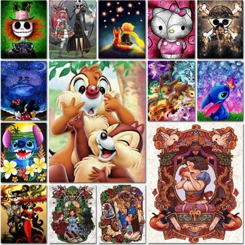 5d full square diamond painting Cross stitch Animal mouse little prince zombie princess squirrel Mosaic Cartoons home decor art