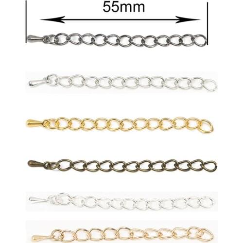 Unique 10pcs 55mm Multiple color Extended Extension Iron Tail Chain Connector For DIY Jewelry Making Findings Bracelet Necklace