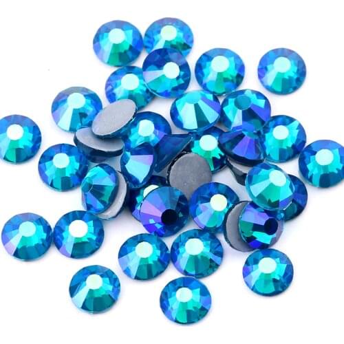 SS6-SS30 Malachite blue AB Crystals Stones Iron on FlatBack Hot Fix Strass Crystal Hotfix Rhinestones for Clothes