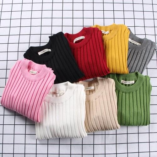 Autumn Spring Childrens Knitted Round collar Candy Colors Children Spring Clothes Girls Sweater Knitted Pullovers Sweater