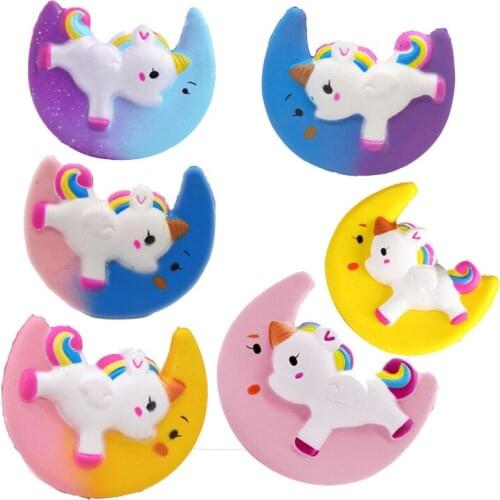 11cm Colorful Jumbo Squishy Unicorn Slow Rising Squish Flying Moon horse Decompression Toys Kids Fun Gift Squeeze Toys