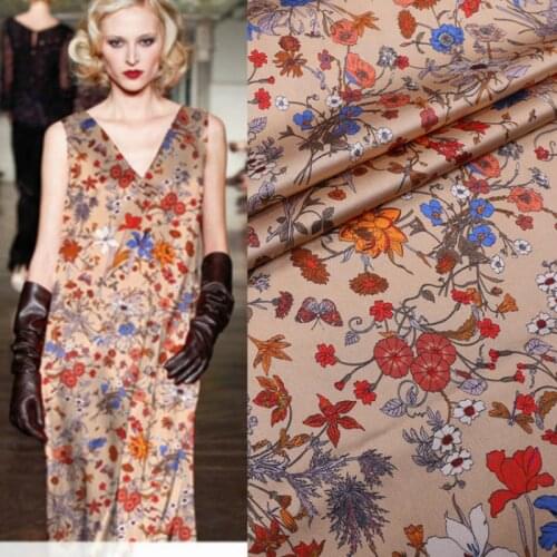 Digital Printing Heavy Mulberry Silk Stretch Satin Fabric Pajamas Cheongsam Dresses Skirt by the Meter Sewing Material Textile