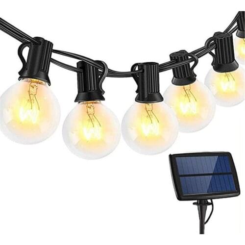 Solar LED G40 Outdoor String Lights Outdoor Garden Patio Lights Weatherproof Commercial Bistro Solar Globe Bulb Hanging Light
