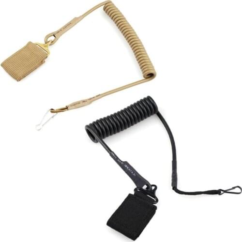 Multipurpose Fastener Molle Tactical Pistol Lanyard Coiled Wire Secure Sling Military Pistol Quick Release Control Leads Rope