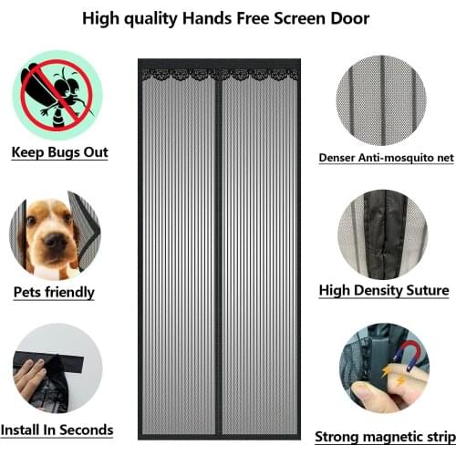 Reinforced Magnetic Screen Door Curtain Net Anti Insect Mesh Fly Screen Mosquito Protection Net Room Divider Folding Screen Wall