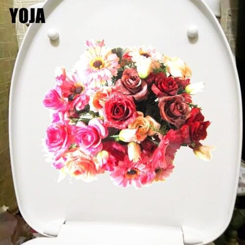 YOJA 20.1X17.1CM Bright Bouquet Room Decoration Creative Wall Sticker WC Decal Toilet T1-1886