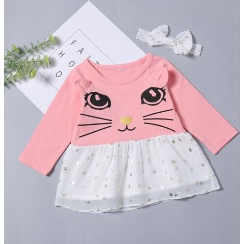 YOYOSHOW autumn new girls' dresses cartoon girls' cat skirt 0-2 years old girls' dresses