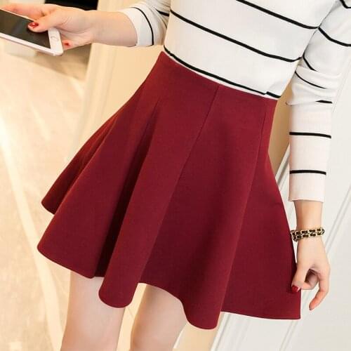Faldas mujer moda 2019 Korean Version New College Wind A Word Skirt Stretch High Waist Knitted Cotton Skirt saia