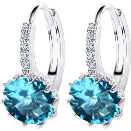 Romantic Shiny Cubic Zirconia Round Hoop Earrings for Women Girls Ture Love Gifts Hot 925 SilverSilvver Party Jewelry