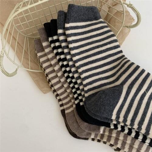 Womens Socks Autumn Winter Warmer Thermal Socks Preppy Style Striped Japanese Kawaii Cute New Year Gifts for Women 2020 News