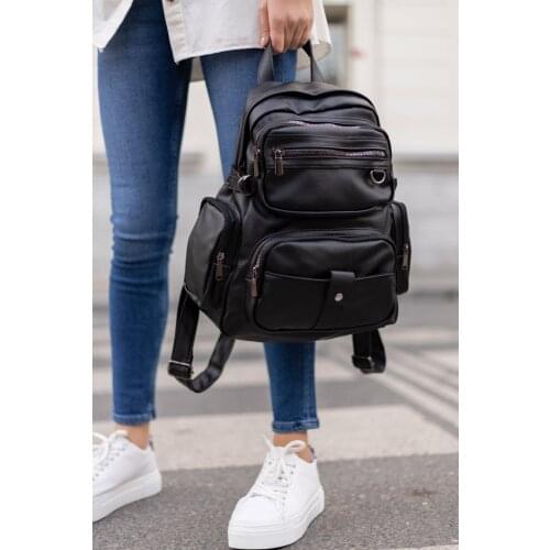 Wash Leather Women Backpack Maura Black