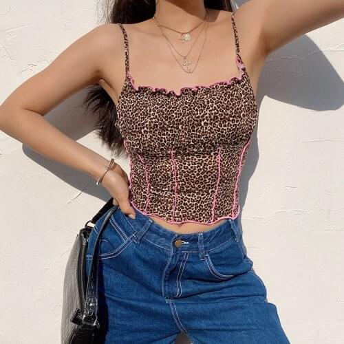 SEASONS Leopard Ruched Strapless WomenTops Summer Skinny Sleeveless Backless Crop Top Sexy Female Camis ASVE81311