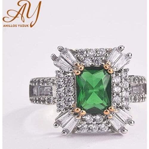 Anillos Yuzuk Hot Sale Vintage Square Natural Emerald Rings For Women Real Silver 925 Ring Mens Jewelry Anniversary Party Gifts