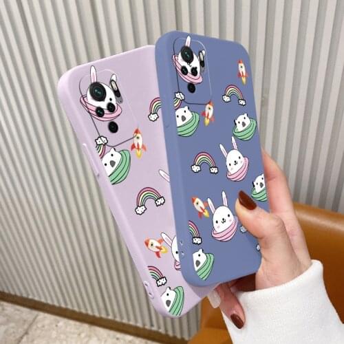 Bunny Liquid Silicone Case For Xiaomi Redmi Note 10 10S 9T 9 8 7 Redmi 9 9A 9T K40 K30 K20 Pro Ultra Thin Soft Phone Cover Case