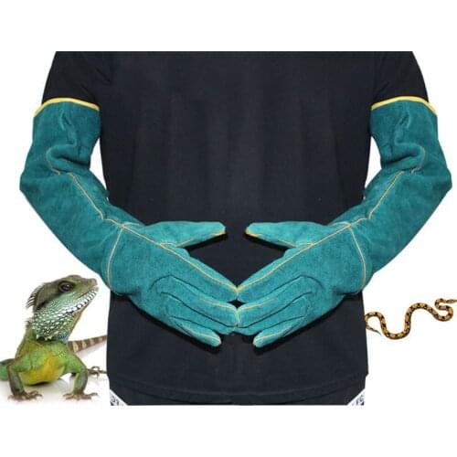 1pair Reptile Handling Gloves Bite Proof Scratch Resistant Snake Lizard Wild Animals Protection Gloves Canvas Lining for Dog Cat