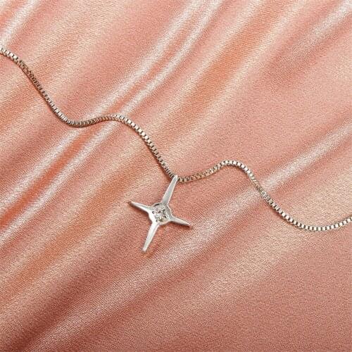 12 Pieces/Lot Crystal Cross Pendant Necklace Choker Women Fashion Jewelry Rhinestone Charms Silver Color Zircon Star Box Chains