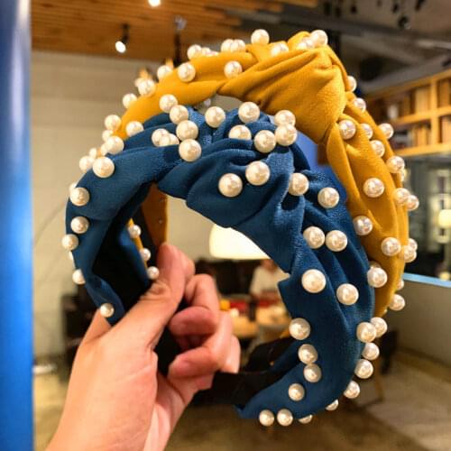 2021 Pearl Non-slip Resilience Retro Solid Wide Headband Woman Hair Hoop Bezel Women Girls Hairbands Hair Accessories Headwear