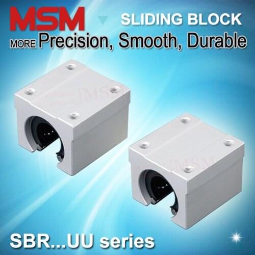 4pcs/lot MSM Linear Bearing Block open type SBR16UU SBR20UU SBR25UU SBR30UU Aluminium Housing Slide Unit Round Rail Guide SME mm
