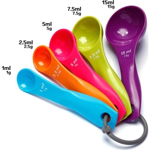 New 5PC Kitchen Colour works Measuring Spoons Spoon Cup Baking Utensil Set Kit Kitchen Tool