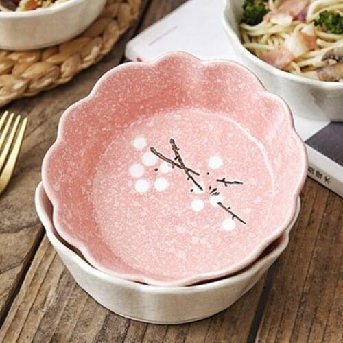 6 inch Ceramic Salad Bowl Petal Bowl Korean Style Dim Sum Bowl Hand-painted Steamed Rice Bowl Pet Bowl