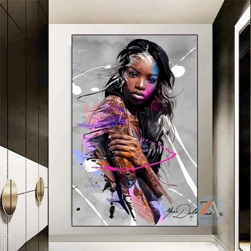 Abstract Graffiti Art Girls Canvas Paintings Posters and Prints Colorful Tattoo Woman Canvas Art Pictures for Home Decoration