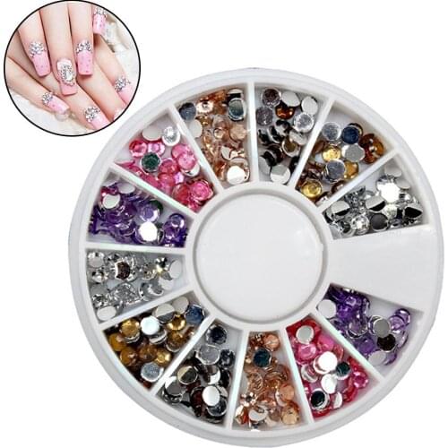 12 Grid 3D DIY Acrylic Glitter Nail Art Rhinestone Sequins Decor Manicure Tips rhinestones for nails accessories strass nail art