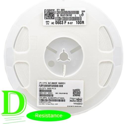 5000 pcs A scroll Car gauge resistor 0603 F 100R 1% AC0603FR-07100RL Original